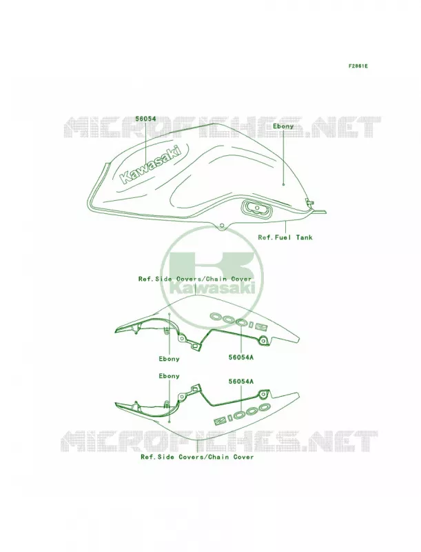 DecalsEbonyB9F Kawasaki MOTOS 1000 2009 Z1000   ZR1000B9F
