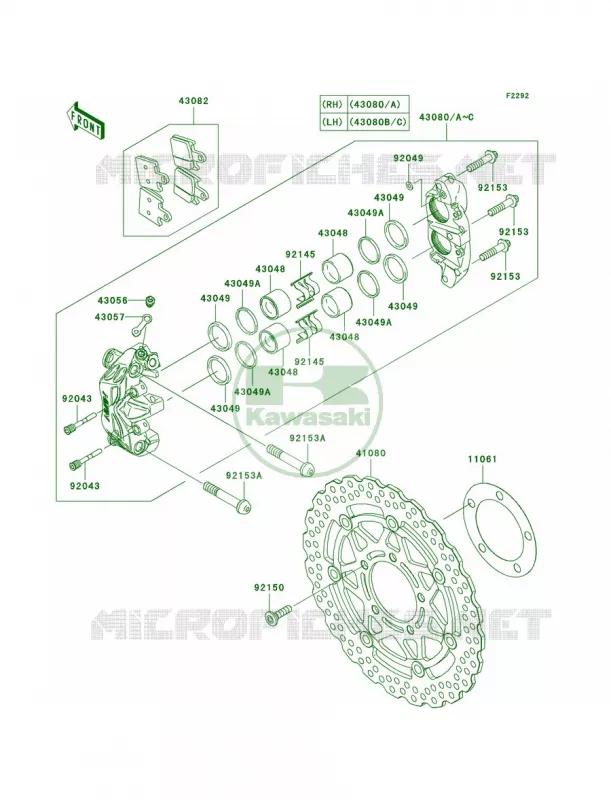 Front Brake Kawasaki MOTOS 1000 2009 Z1000   ZR1000B9F