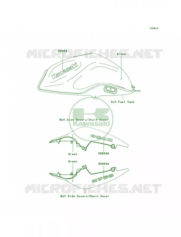 DecalsGreenL7F Kawasaki MOTOS 750 2009 Z750   ZR750L9F