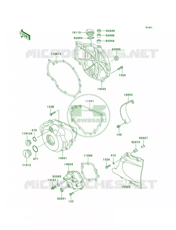 Engine Covers Kawasaki MOTOS 500 2008 Ninja 500R  EX500D8F