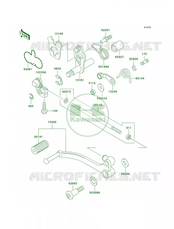 Gear Change Mechanism Kawasaki MOTOS 500 2008 Ninja 500R  EX500D8F