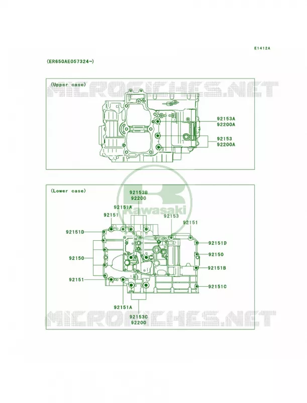 Crankcase Bolt Pattern Kawasaki MOTOS 650 2008 Versys   KLE650A8F