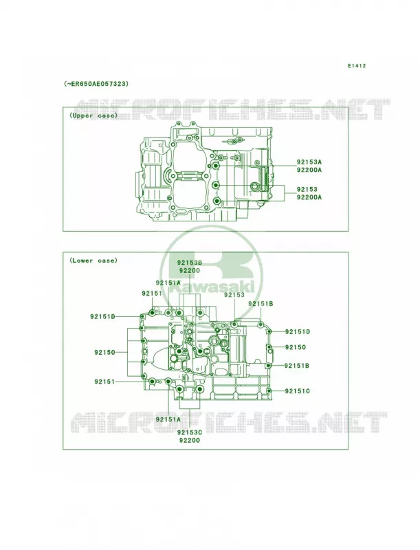 Crankcase Bolt Pattern Kawasaki MOTOS 650 2008 Versys   KLE650A8F