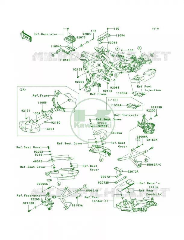 Frame Fittings Kawasaki MOTOS 650 2008 Versys   KLE650A8F