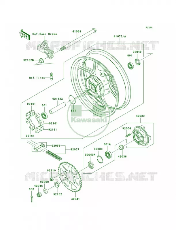 Rear Hub Kawasaki MOTOS 650 2008 Versys   KLE650A8F