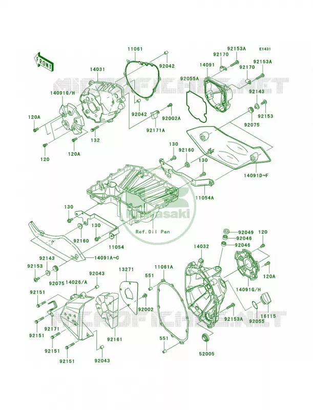 Engine Covers Kawasaki MOTOS 1000 2008 Z1000   ZR1000B8F