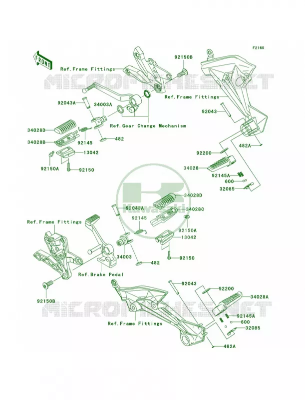 Footrests Kawasaki MOTOS 1000 2008 Z1000   ZR1000B8F