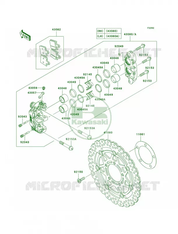 Front Brake Kawasaki MOTOS 1000 2008 Z1000   ZR1000B8F