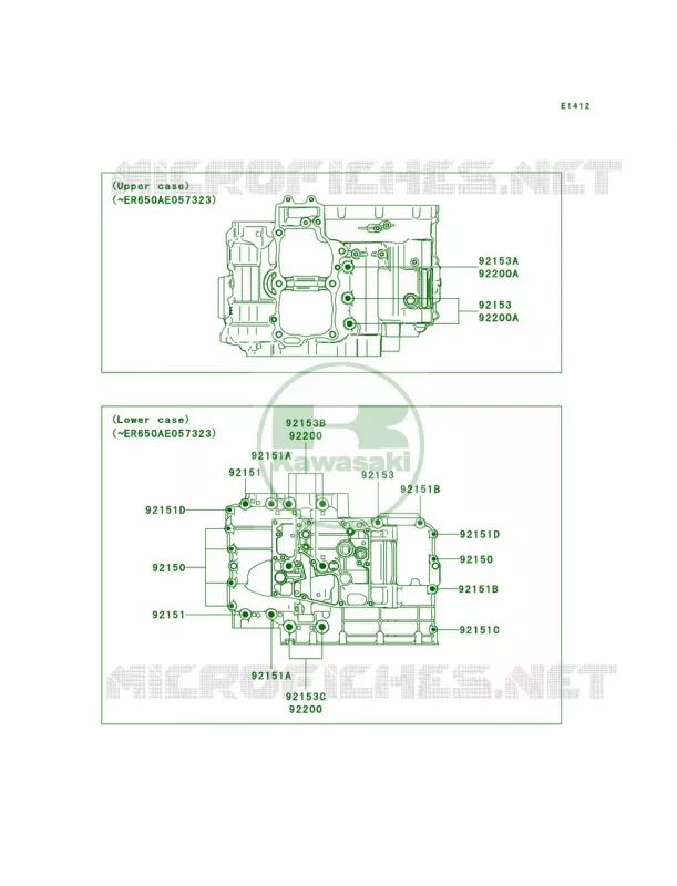 Crankcase Bolt Pattern Kawasaki MOTOS 650 2007 ER-6n   ER650A7F