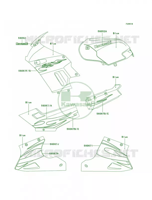 DecalsBlueF6F Kawasaki MOTOS 250 2007 Ninja 250R  EX250F7F