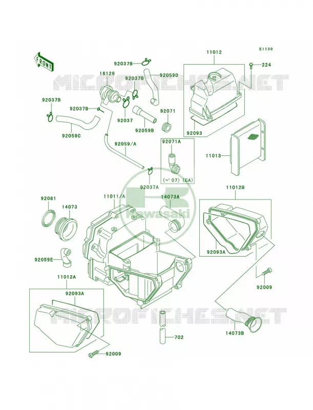 Air Cleaner Kawasaki MOTOS 500 2007 Ninja 500R  EX500D7F