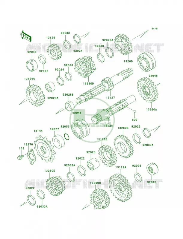 Transmission Kawasaki MOTOS 500 2007 Ninja 500R  EX500D7F