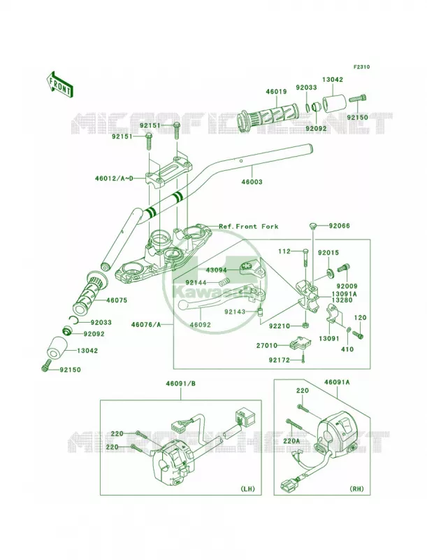 Handlebar Kawasaki MOTOS 650 2007 Ninja 650R  EX650A7F