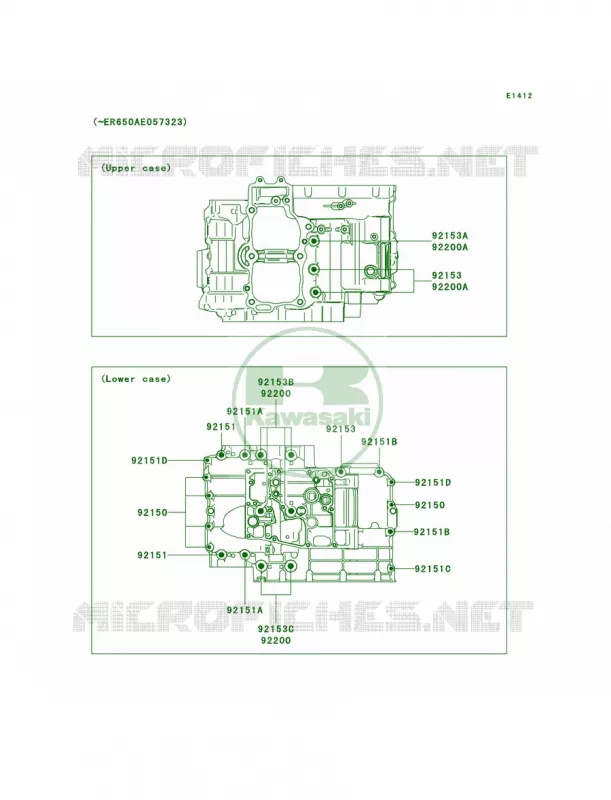 Crankcase Bolt Pattern Kawasaki MOTOS 650 2007 Versys   KLE650A7F
