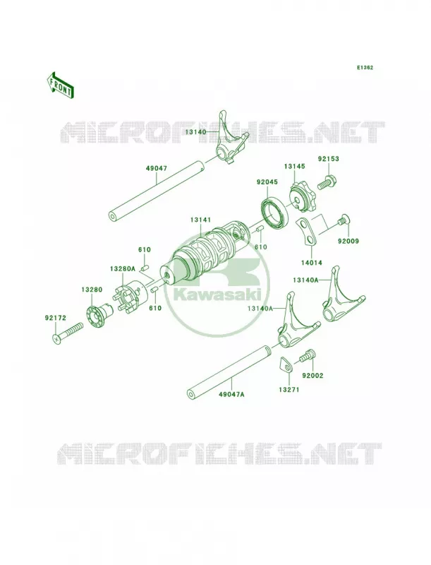 Gear Change DrumShift Forks Kawasaki MOTOS 650 2007 Versys   KLE650A7F