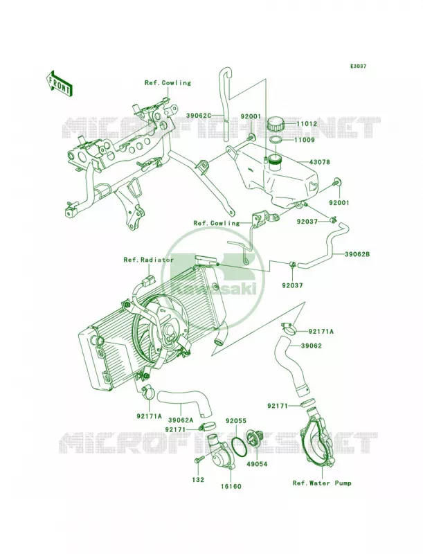 Water Pipe Kawasaki MOTOS 650 2007 Versys   KLE650A7F