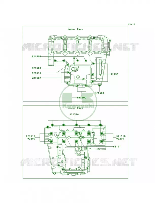 Crankcase Bolt Pattern Kawasaki MOTOS 1000 2007 Z1000  ZR1000B7F
