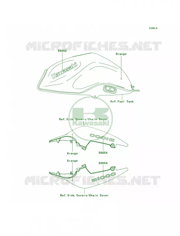 DecalsOrangeB7F Kawasaki MOTOS 1000 2007 Z1000  ZR1000B7F