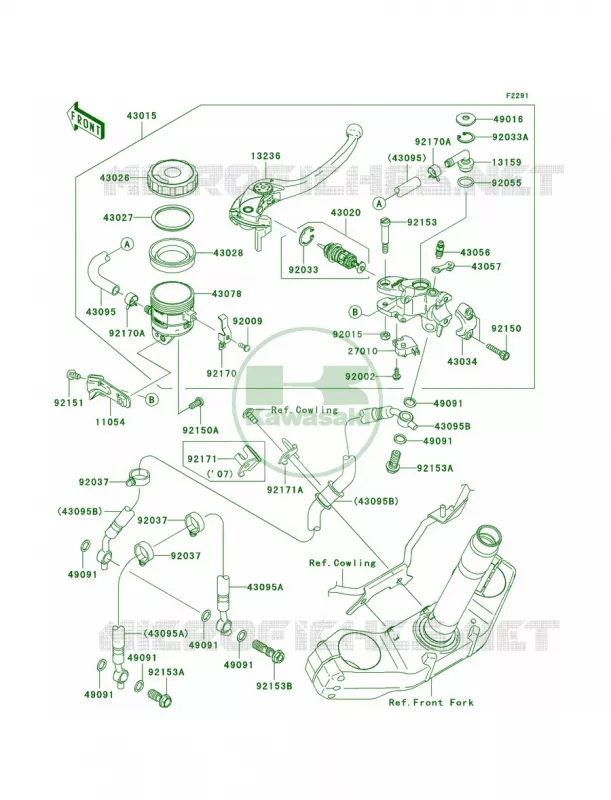 Front Master Cylinder Kawasaki MOTOS 1000 2007 Z1000  ZR1000B7F