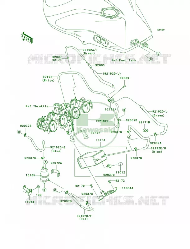 Fuel Evaporative SystemCA Kawasaki MOTOS 1000 2007 Z1000  ZR1000B7F