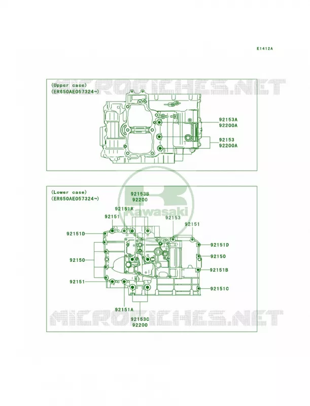 Crankcase Bolt Pattern Kawasaki MOTOS 650 2006 ER-6n   ER650A6S