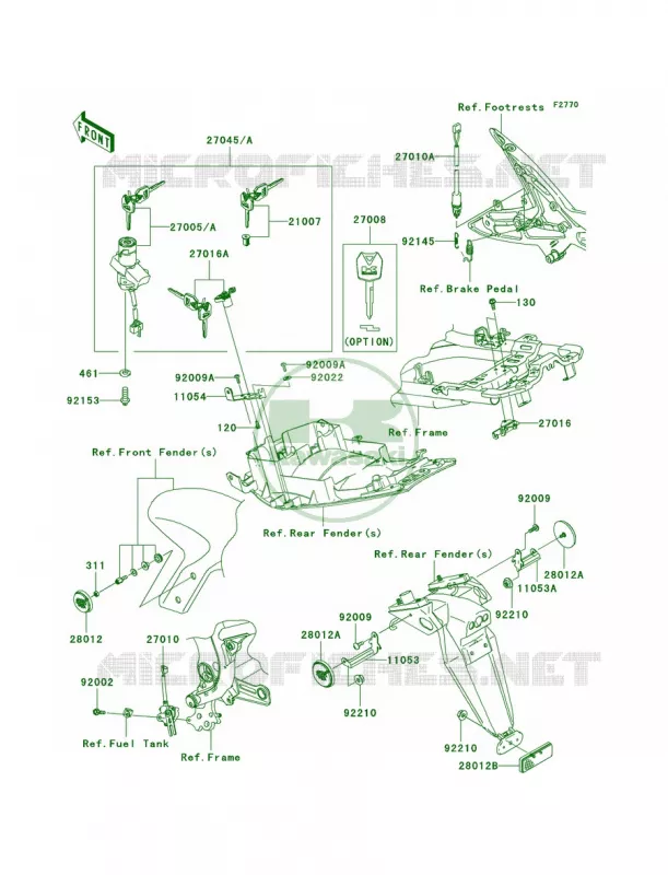 Ignition SwitchLocksReflectors Kawasaki MOTOS 650 2006 Ninja 650R  EX650A6F