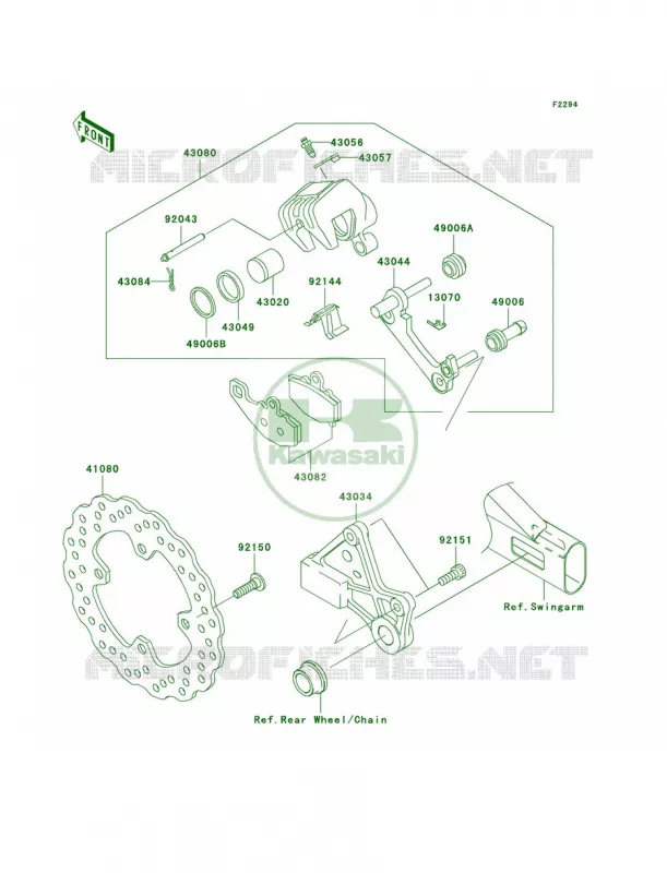 Rear Brake Kawasaki MOTOS 650 2006 Ninja 650R  EX650A6F