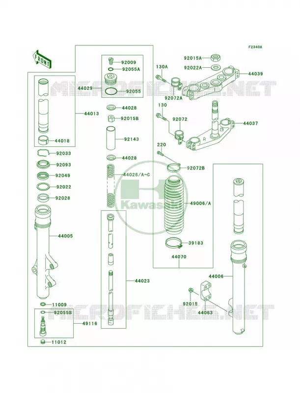 Front ForkKDX220-A5-A8 Kawasaki MOTOS 220 1998 KDX220R  KDX220-A5