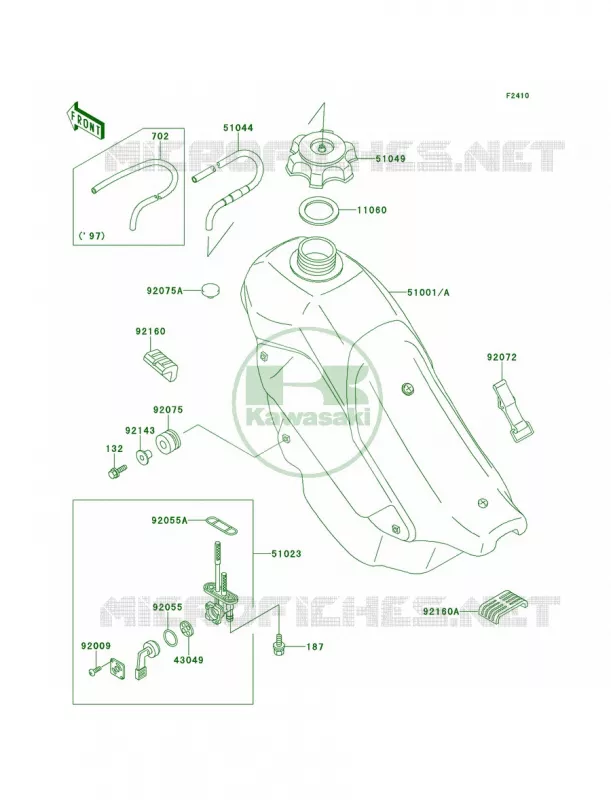 Fuel Tank Kawasaki MOTOS 220 1998 KDX220R  KDX220-A5