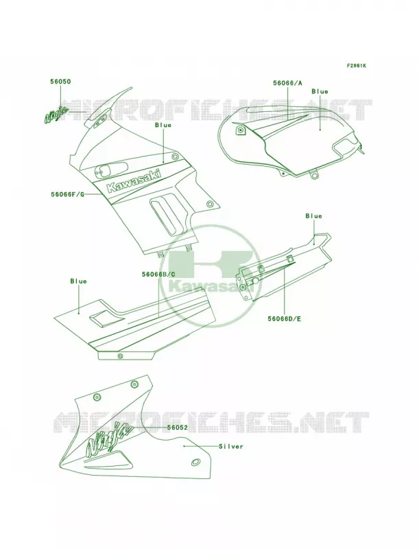 DecalsBlueF19 Kawasaki MOTOS 250 2005 Ninja 250R  EX250-F19