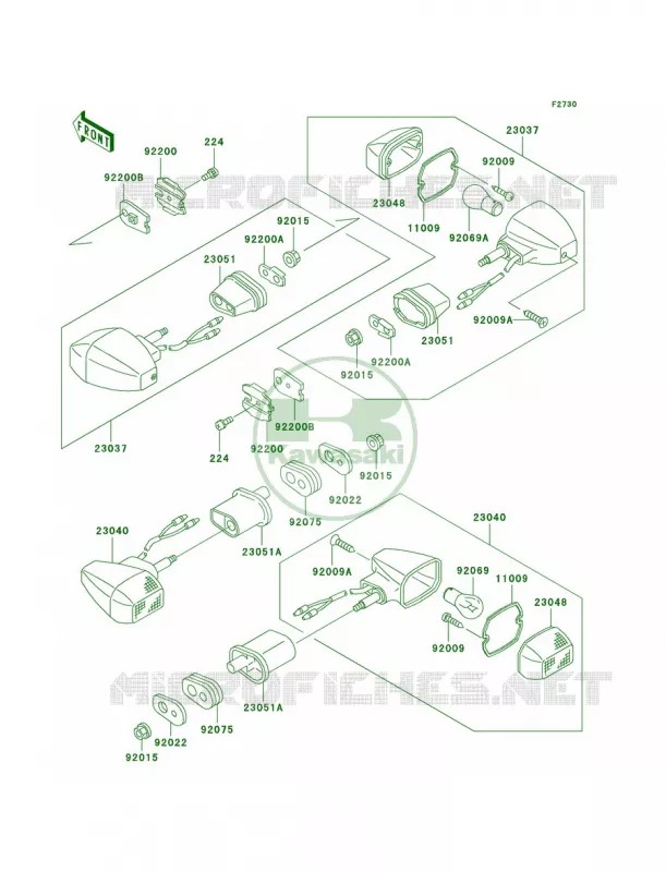 Turn Signals Kawasaki MOTOS 500 2005 Ninja 500R  EX500-D12
