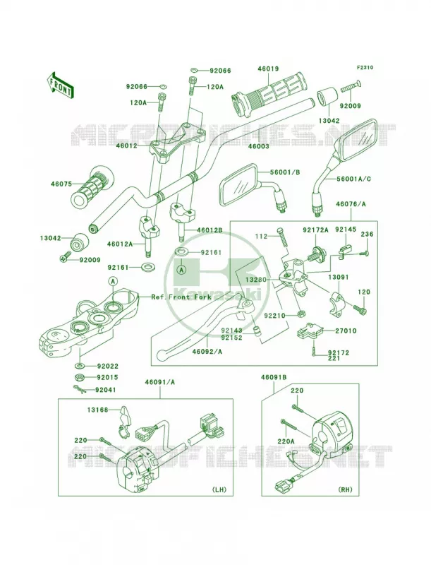 Handlebar Kawasaki MOTOS 1000 2005 Z1000  ZR1000-A3