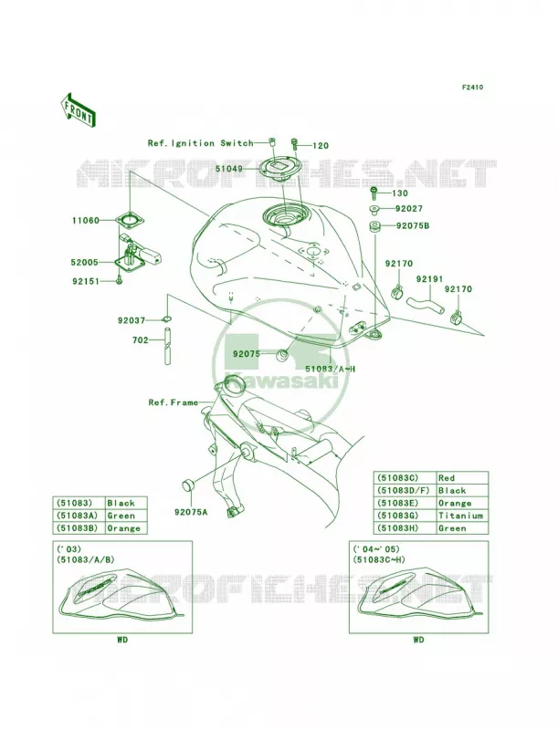 Fuel Tank Kawasaki MOTOS 1000 2005 Z1000   ZR1000-A3H