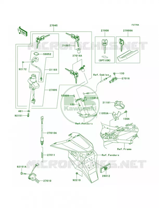 Ignition SwitchA3H Kawasaki MOTOS 1000 2005 Z1000   ZR1000-A3H