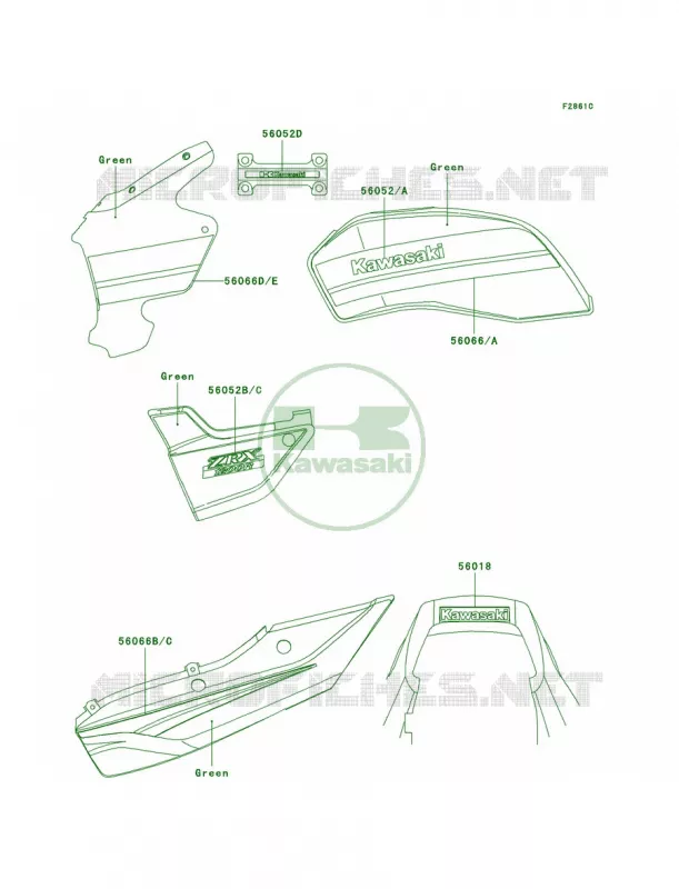 DecalsGreenA5 Kawasaki MOTOS 1200 2005 ZRX1200R  ZR1200-A5