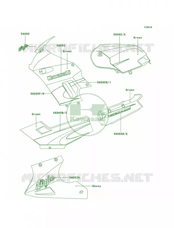 DecalsGreenF16 Kawasaki MOTOS 250 2004 Ninja 250R  EX250-F18