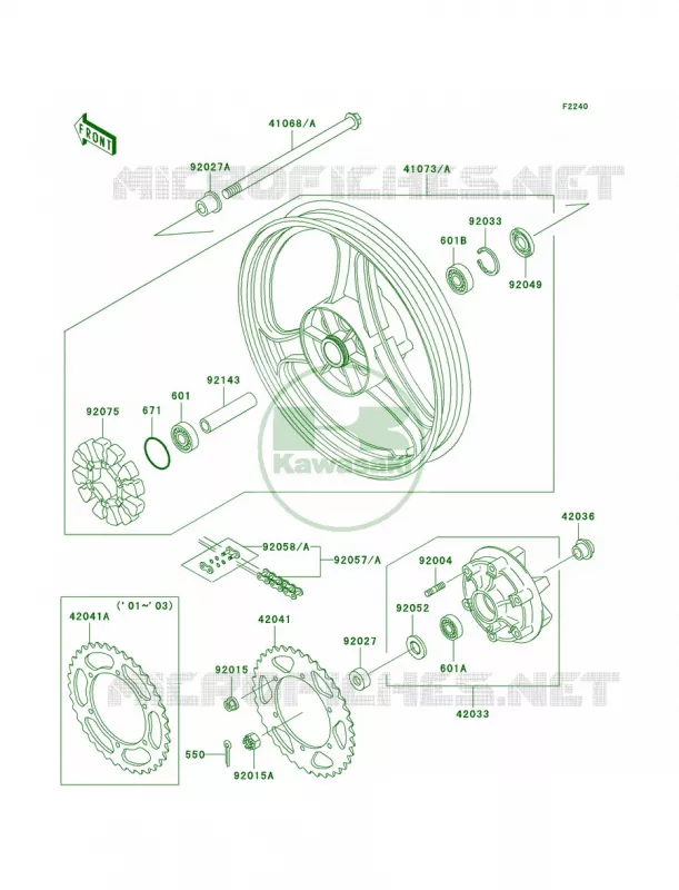 Rear WheelChain Kawasaki MOTOS 250 2004 Ninja 250R  EX250-F18