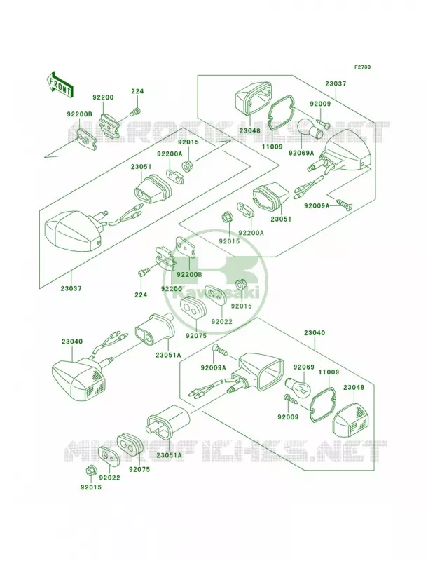Turn Signals Kawasaki MOTOS 500 2004 Ninja 500R  EX500-D11