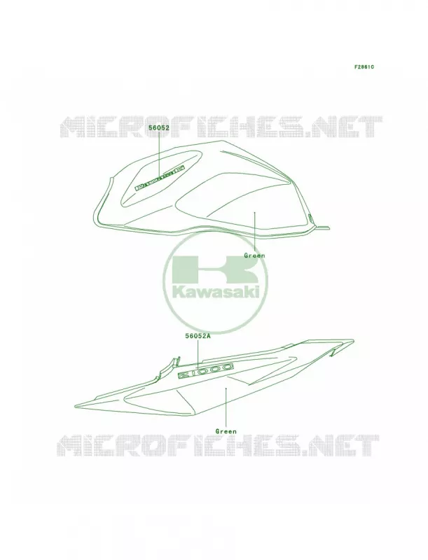 DecalsGreenA2 Kawasaki MOTOS 1000 2004 Z1000  ZR1000-A2