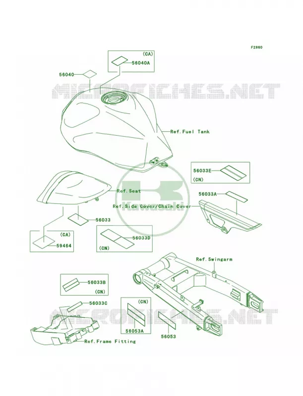Labels Kawasaki MOTOS 1000 2004 Z1000  ZR1000-A2