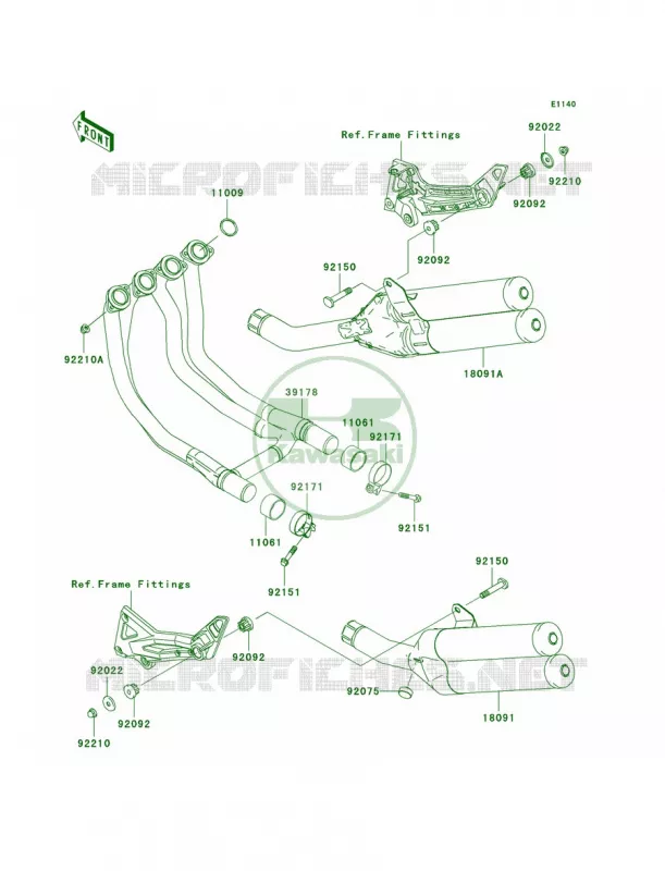 Mufflers Kawasaki MOTOS 1000 2004 Z1000  ZR1000-A2