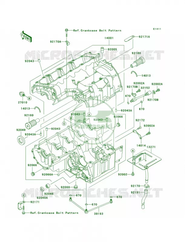 Crankcase Kawasaki MOTOS 1000 2004 Z1000   ZR1000-A2H