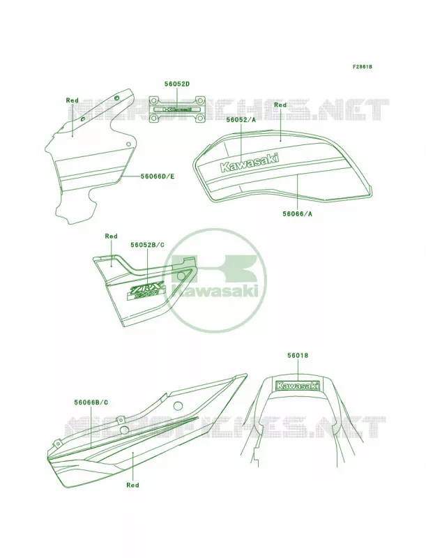 DecalsRedA4 Kawasaki MOTOS 1200 2004 ZRX1200R  ZR1200-A4