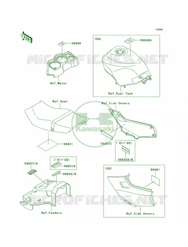 Labels Kawasaki MOTOS 250 2003 Ninja 250R  EX250-F17