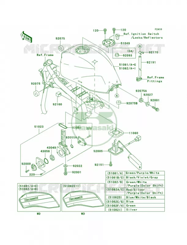 Fuel Tank Kawasaki MOTOS 1200 2003 ZRX1200R  ZR1200-A3