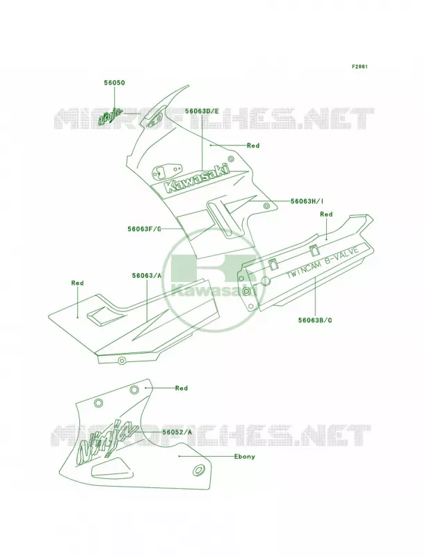 DecalsRedF15 Kawasaki MOTOS 250 2002 Ninja 250R  EX250-F16