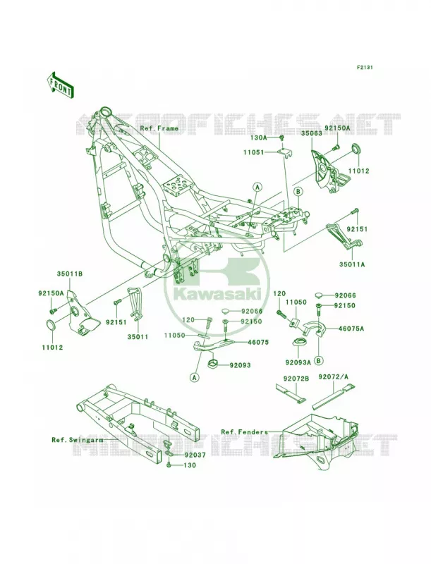 Frame Fittings Kawasaki MOTOS 750 2002 ZR-7S  ZR750-H2