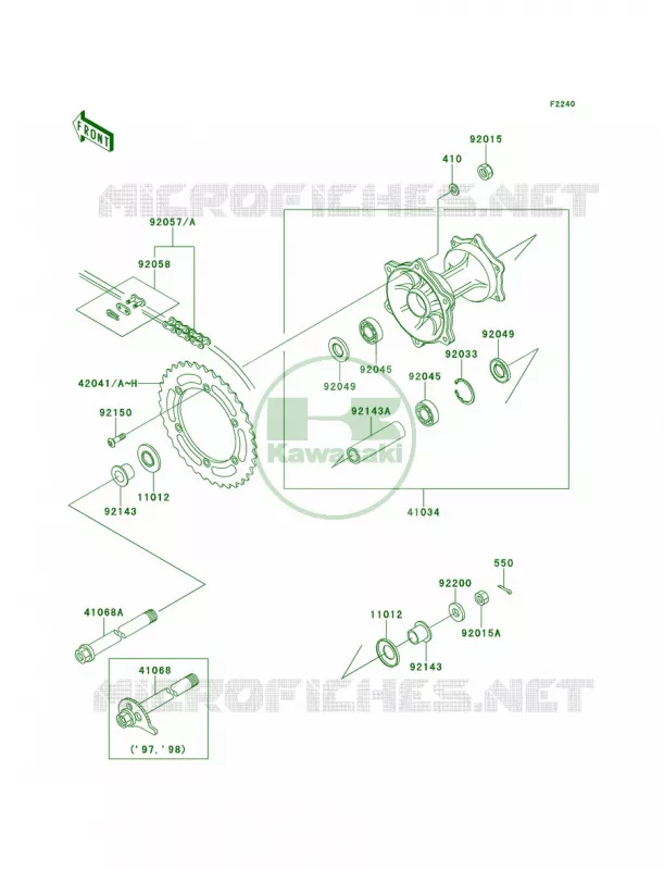 Rear Hub Kawasaki MOTOS 220 1997 KDX220R  KDX220-A4