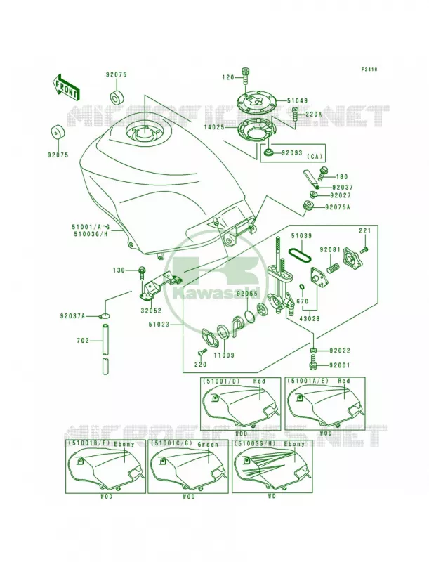 Fuel Tank Kawasaki MOTOS 250 2000 Ninja 250R  EX250-F14