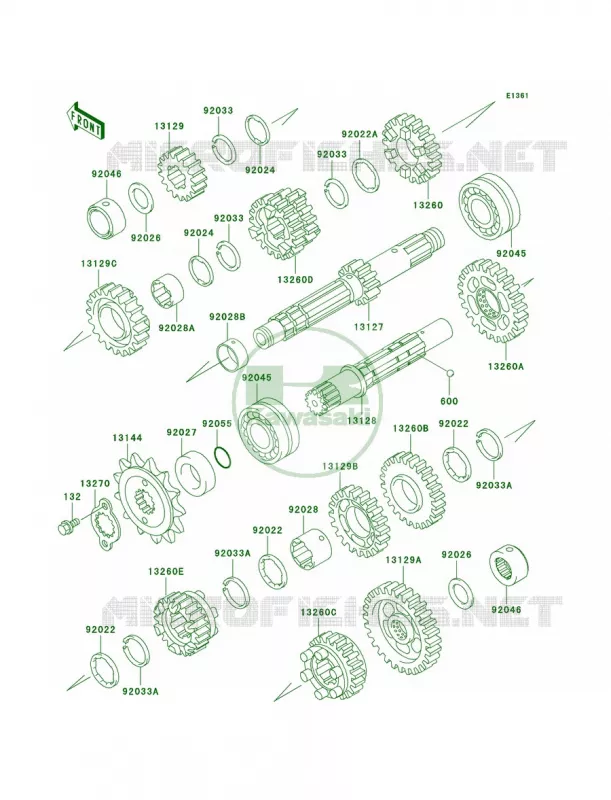 Transmission Kawasaki MOTOS 500 1999 Ninja 500R  EX500-D6